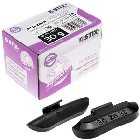 STIX ZN/S 30 g svarta balanseringsvikter i zink för stålfälg – 50 st