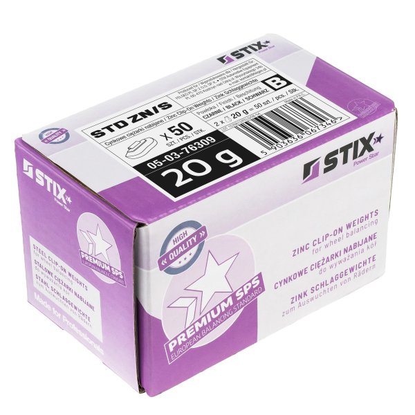 STIX ZN/S 20 g svarta balanseringsvikter i zink för stålfälg – 50 st