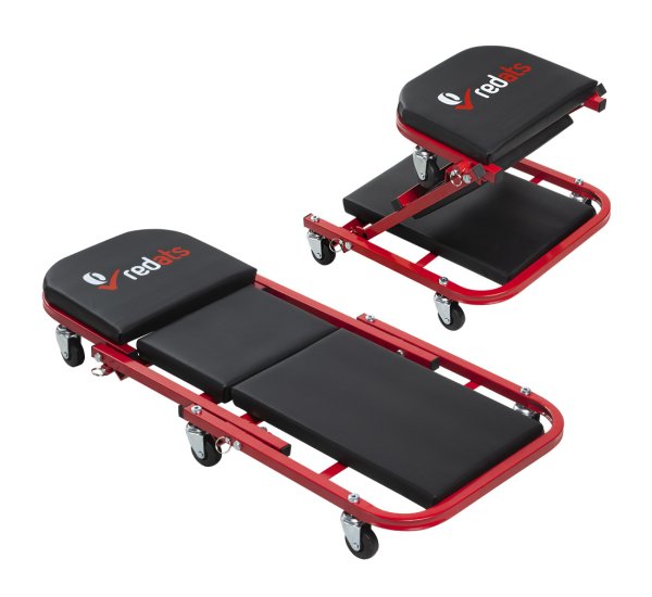 REDATS bilmekanikerbräda 3-i-1 – liggvagn, verkstadspall och pall med ryggstöd