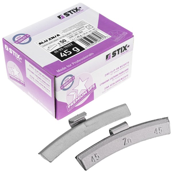 STIX ZN/A 45 g balanseringsvikter i zink för aluminiumfälg – 50 st
