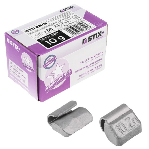 Slagvikter i zink för stålfälgar, 10 g (50 st)