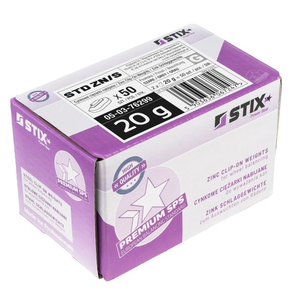 Slagvikter i zink för stålfälgar, 20 g (50 st)