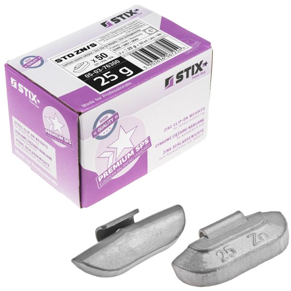 Slagvikt i zink för stålfälgar, 25 g (50 st)