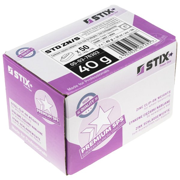 Slagvikter i zink för stålfälgar, 40 g (50 st)