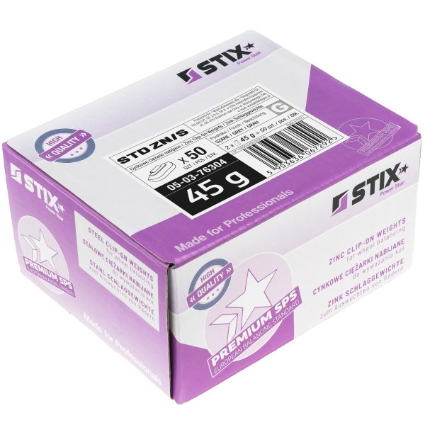 Slagvikter i zink för stålfälgar, 45 g (50 st)