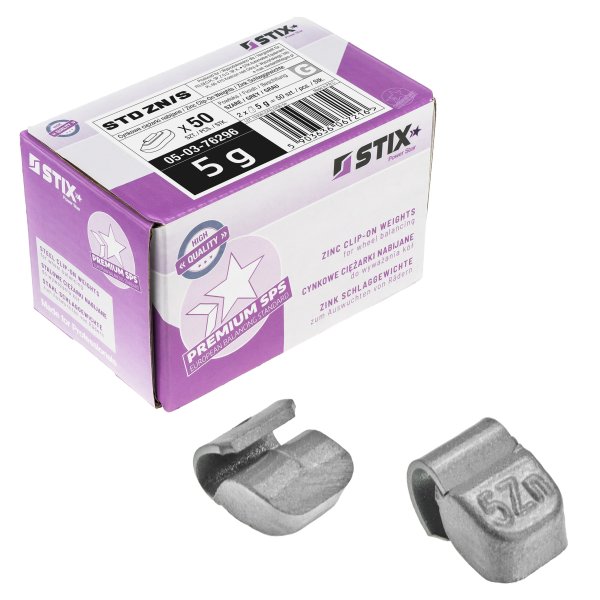 Slagvikt i zink ZN/S 5 g för stålfälgar (50 st)