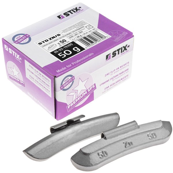 STIX ZN/S 50 g balanseringsvikter i zink för stålfälg – 50 st