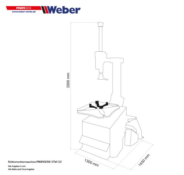 Weber Professional Series STM-122 AL 320 Bildäckmonteringsmaskin med hjälparm