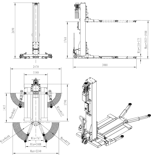 Enpelarlyft 2,8t 230V REDATS L-121F